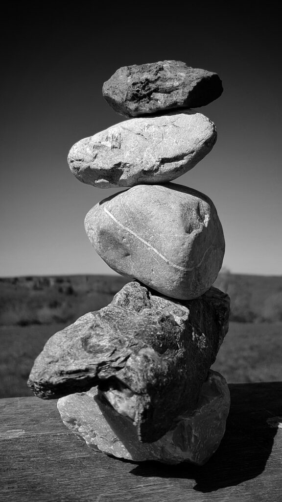 stones, rock, balance, balanced rocks, balanced stones, meditation, zen, mindfulness, spirituality, harmony, black and white, monochrome
